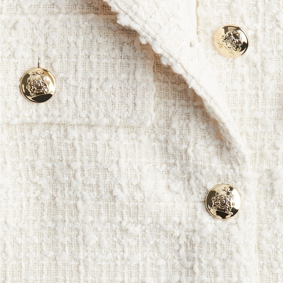 BNWOT Elegant H&M Cream and White Tweed Jacket with Gold Buttons Textured-Weave - Picture 5 of 12